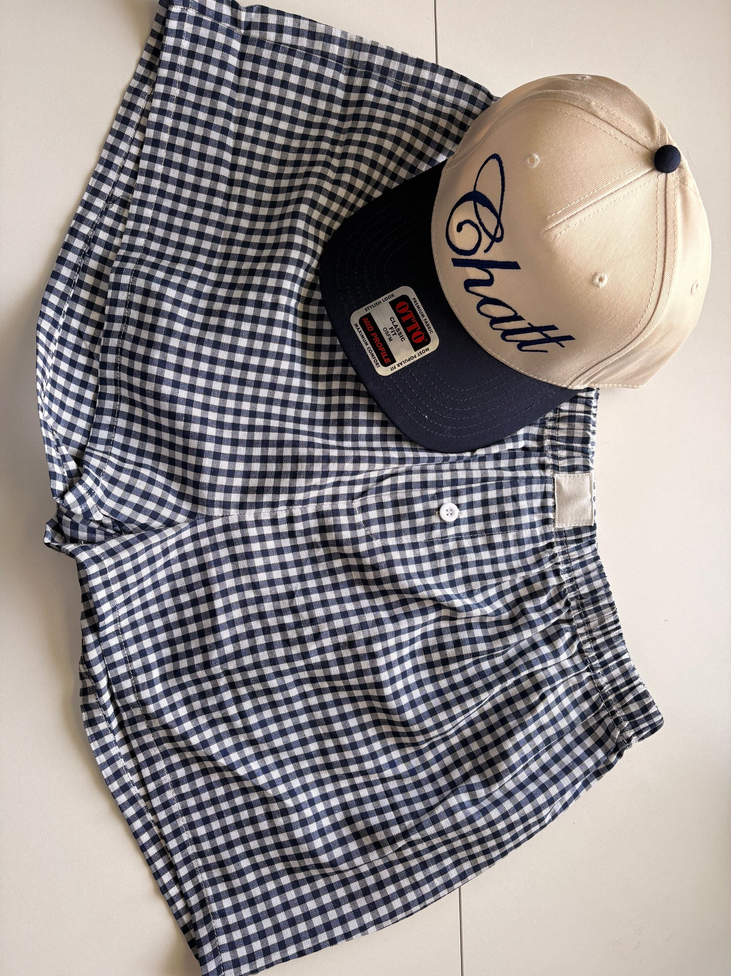 gingham boxer shorts — blue