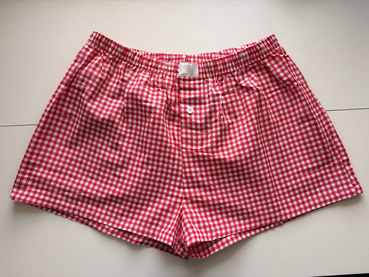 gingham boxer shorts — red