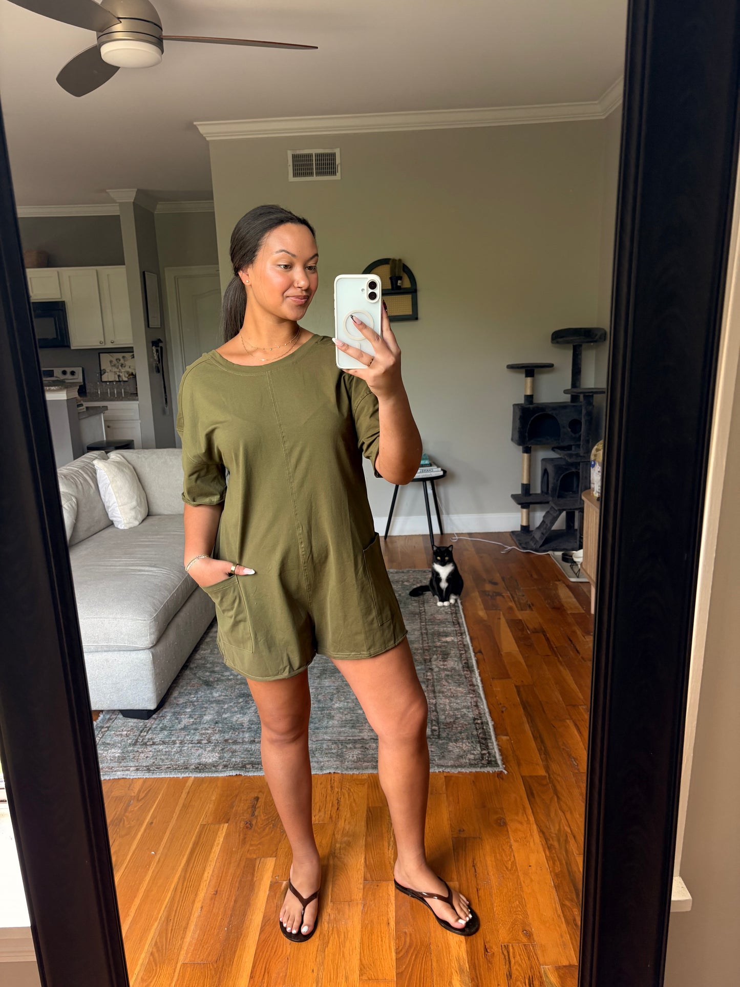 everyday romper — olive