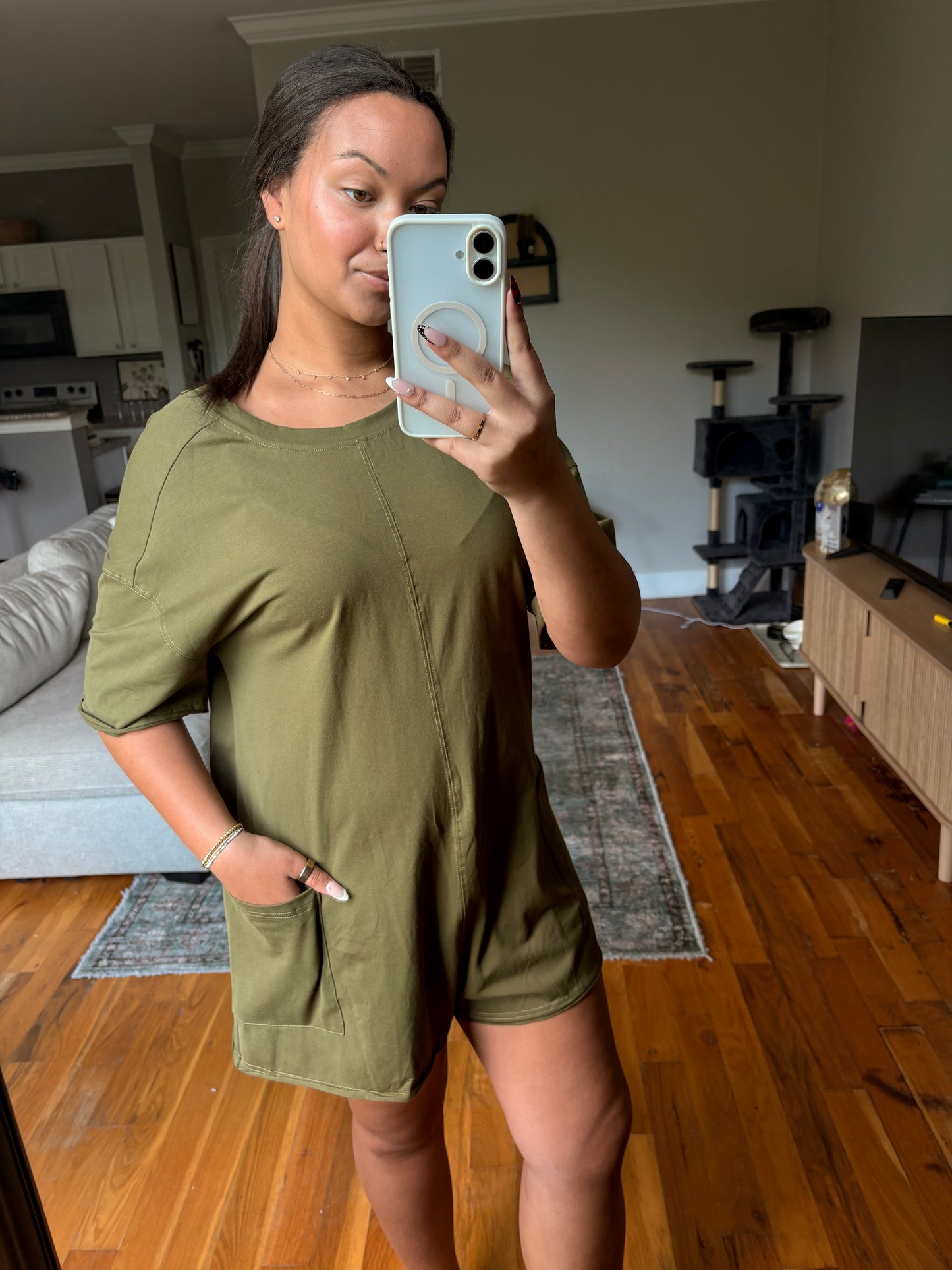 everyday romper — olive