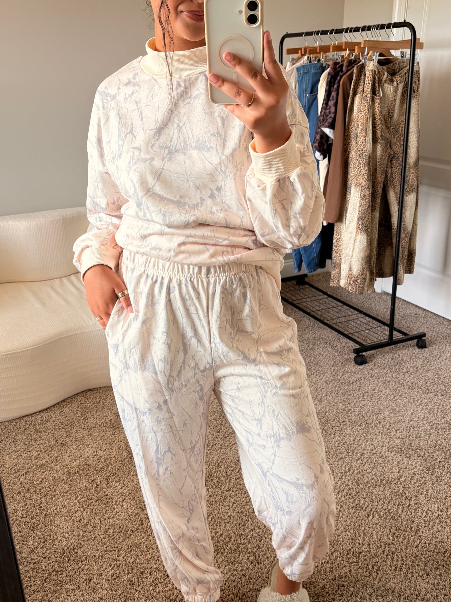 mock neck jogger set