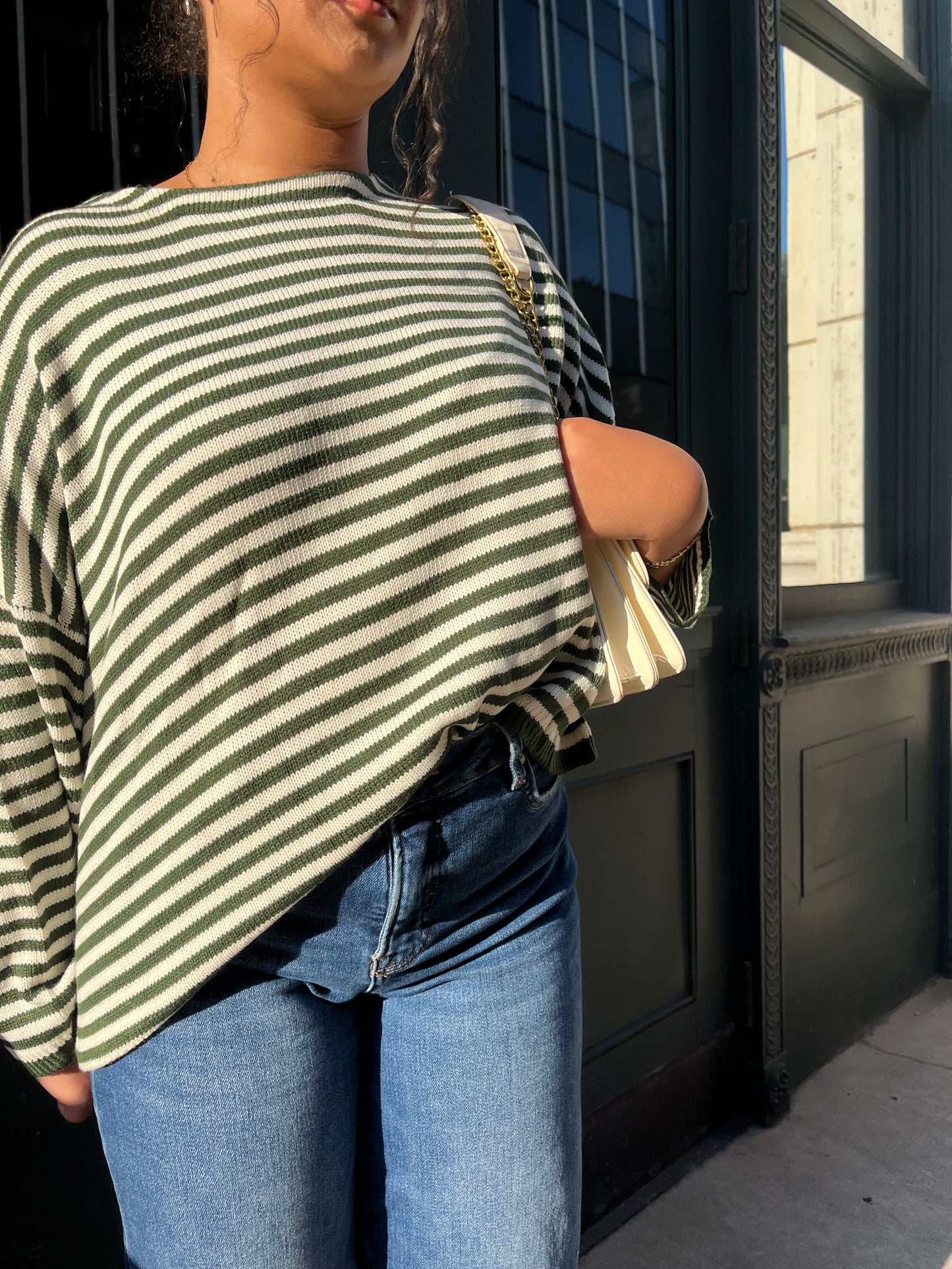 Stripe T-Body Sweater - Hunter Green