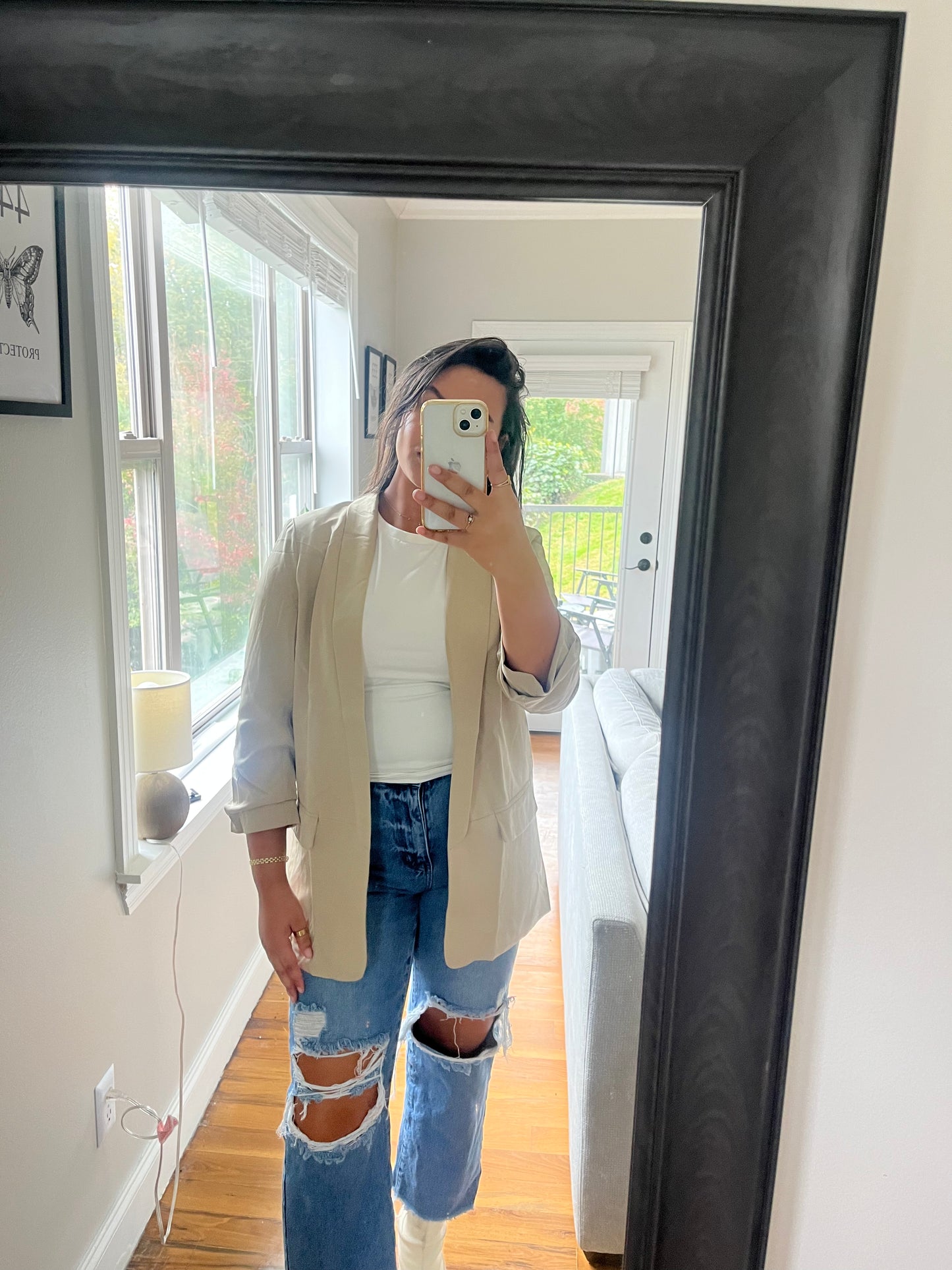 Ruched Sleeve Blazer