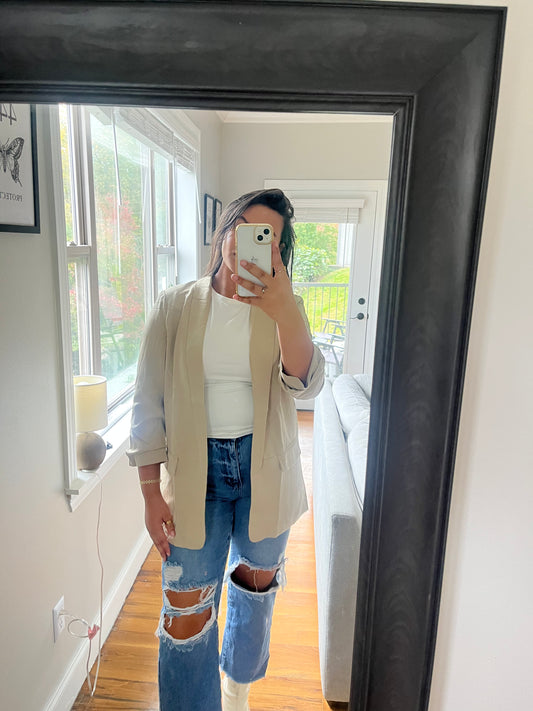 Ruched Sleeve Blazer