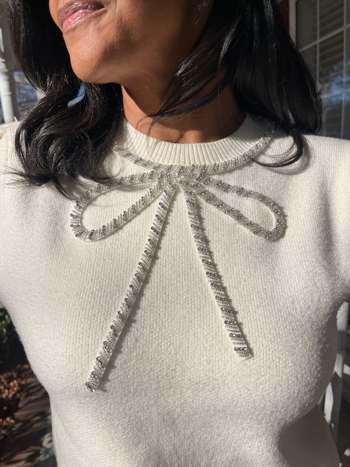 Beaded Bow Sweater