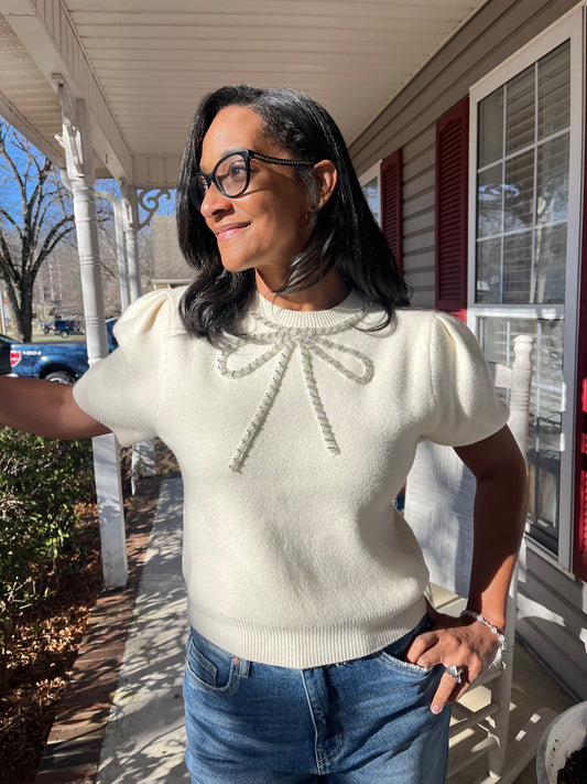 Beaded Bow Sweater
