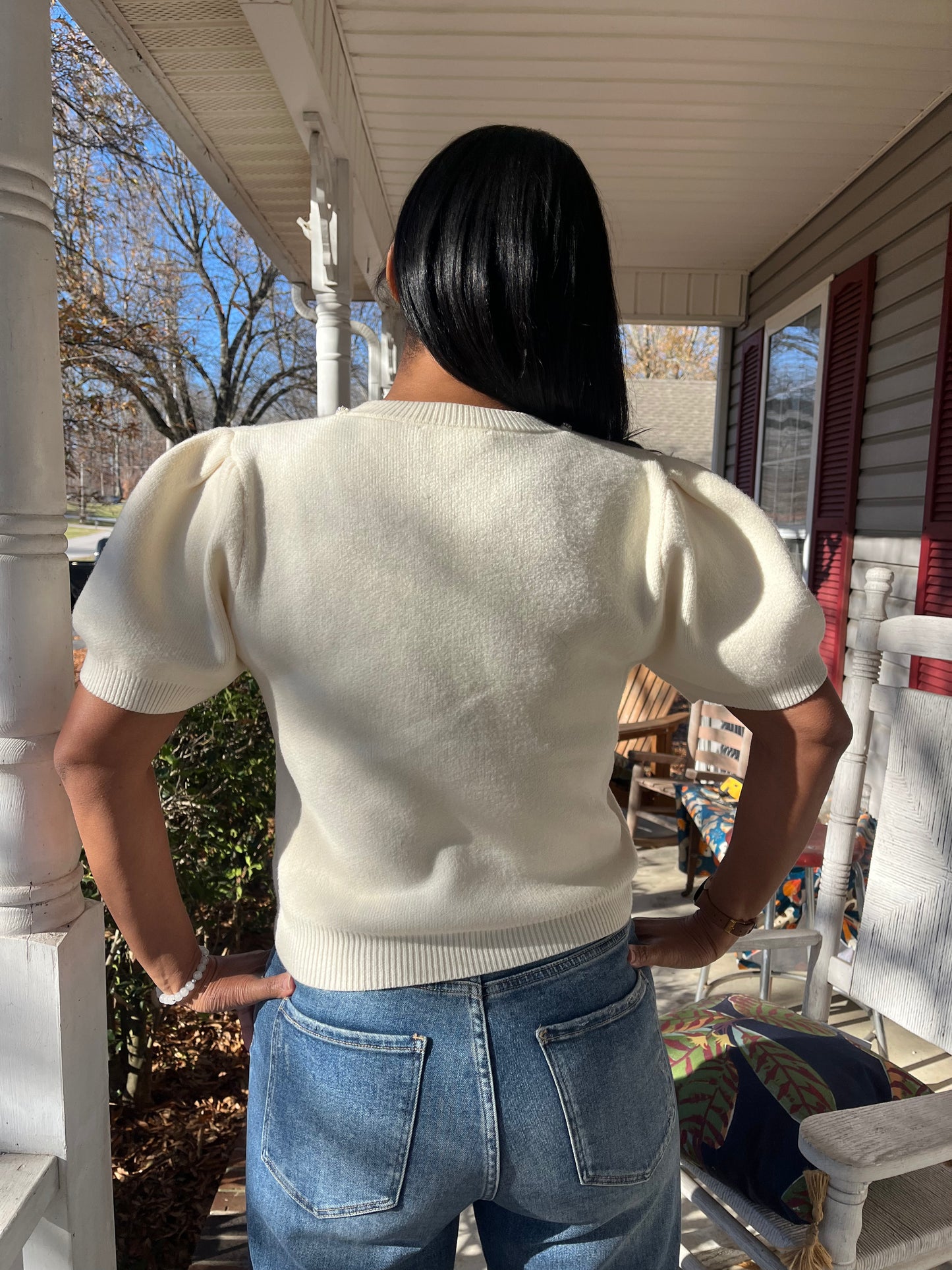 Beaded Bow Sweater