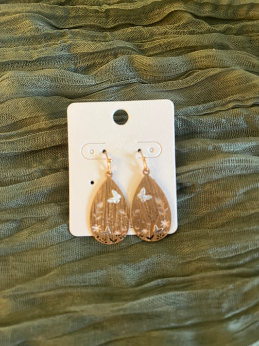 Two Tone Butterfly Detail Earrings